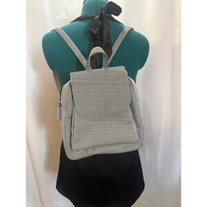 Festival Mini Backpack – Gray Herringbone – Adjustable Buckle Straps – 3 Pockets